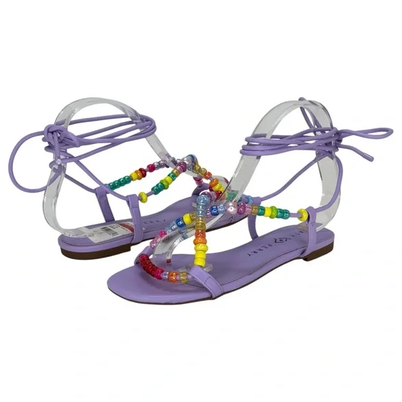 Katy Perry Halie Bead Purple Tie Up Womens Sandals Size 6.5M - Picture 10 of 13